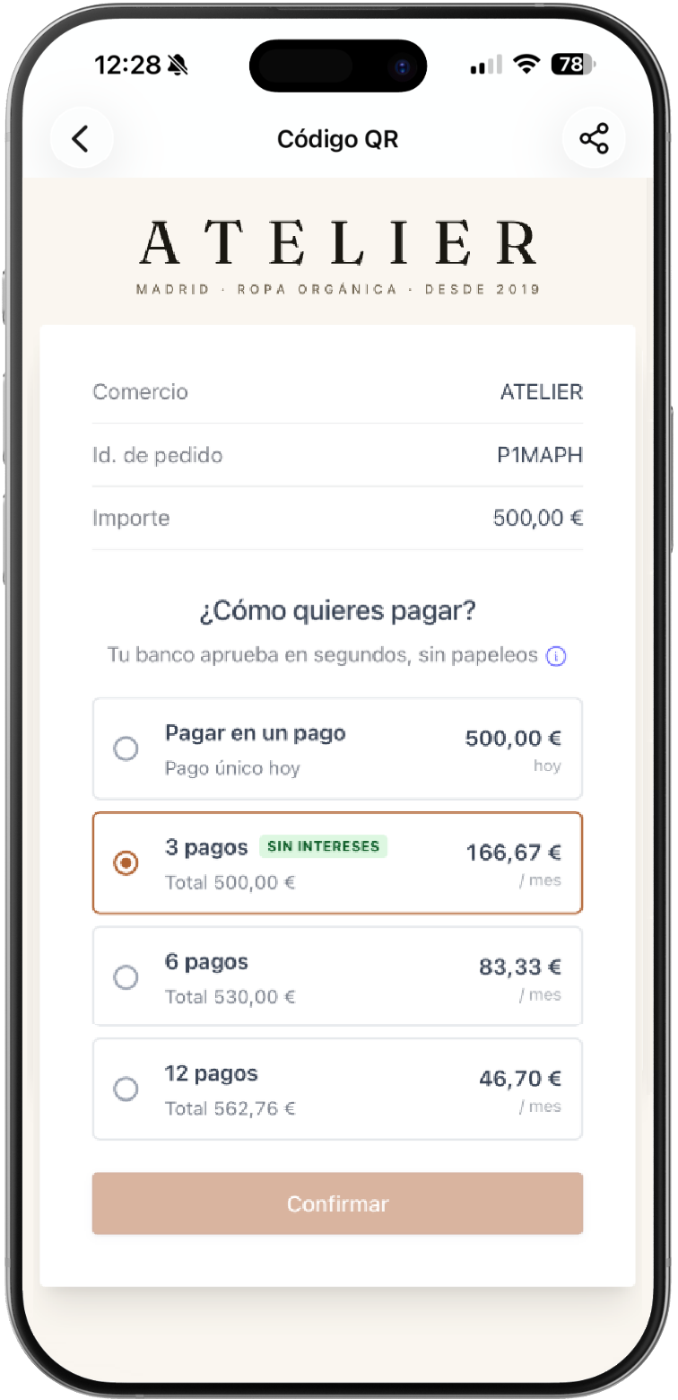 MONEI Flex checkout on Atelier